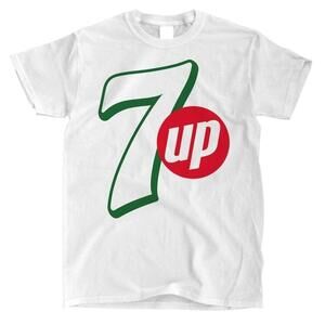 7Up Logo T Shirt Retro White Graphic Soda Drink Advertising Fan Gift Tee